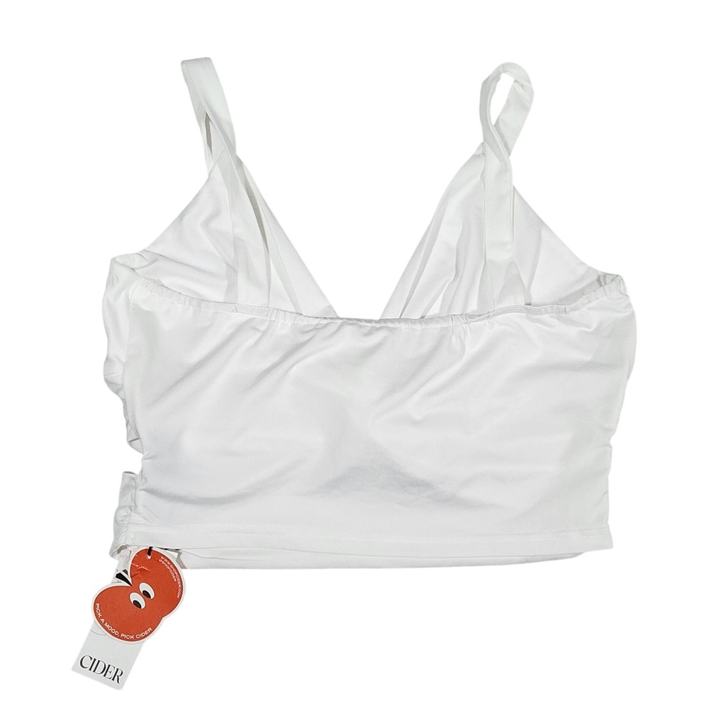 NWT Cider Twist Front Crop‎ Top Womens XL White Spandex Casual Knot Front - Picture 3 of 7